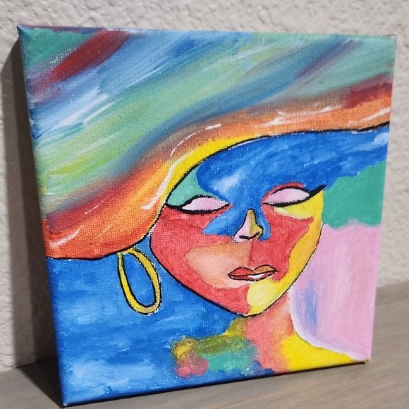 Hand Crafted Other - Canvas Art Abstract Portrait Handpainted